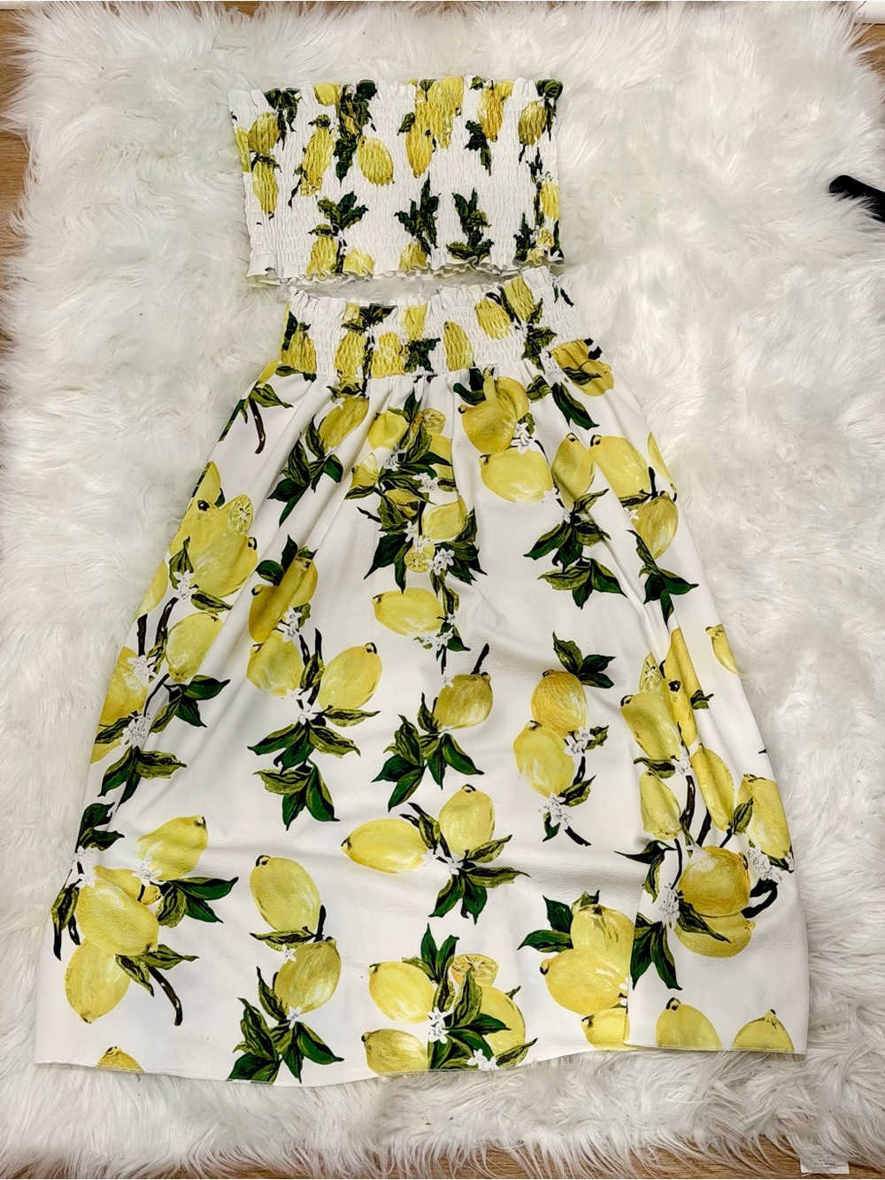 Angashion Women's Floral Crop Top Maxi Skirts Set 2 Piece Outfit Dress- Lemon